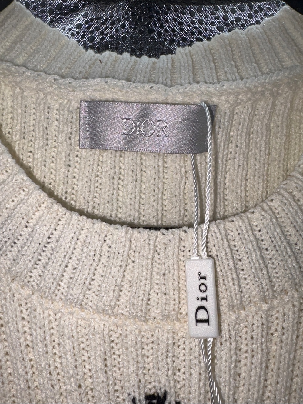 Dior Cream Ribbed Logo Knit Sweater/Dress - Picture 3 of 5